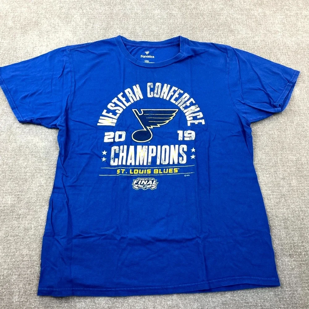 Fanatics Shirt Men L Blue St. Louis Blues NHL Ice Hockey Western Conference 2019